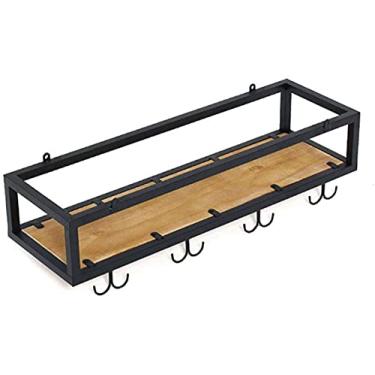 Imagem de Prateleiras de vinho penduradas de cabeça para baixo, suporte de garrafa de bebidas com ganchos de madeira, flutuantes, suporte de flores, prateleira de decoração de teto, prateleira de corrente de