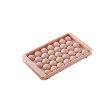 Imagem de JYXYXSCP Molde de cubo de gelo de grande capacidade, caixa de gelo doméstica, caixa de congelador molde de bola de gelo/azul (rosa)