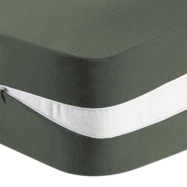 Imagem de PrinceDeco Capa de colchão duplo para colchão futon japonês tradicional, capa de colchão macia e grossa com zíper, lavável na máquina, verde Loden