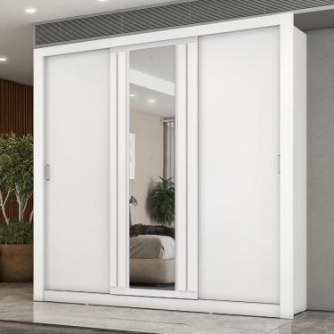 Imagem de Guarda Roupa Casal 3 Portas Doha Com Espelho Central Carraro Branco