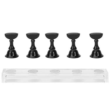 Imagem de Suporte para prática de exibição de arte em unhas Suporte magnético para ponta de unha Conjunto de ferramentas de manicure Base acrílica de plástico forte e durável para salão de (Preta)