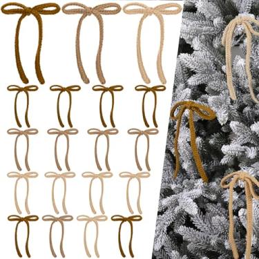 Imagem de LOYIM 24 peças de decorações de laços de árvore de Natal de crochê elegantes enfeites de arco de Natal 12 x 17 cm decorações de guirlanda de Natal vintage pré-amarradas para guirlanda de árvore de