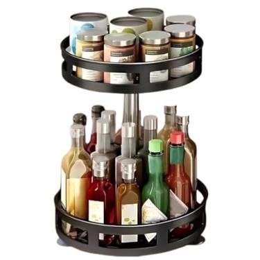 Imagem de Organizador Multiuso Giratório 360 Graus, Plástico e Metal, Preto, 39cm x 25cm, Base Giratória, Organizador Vertical para Cosméticos e Acessórios