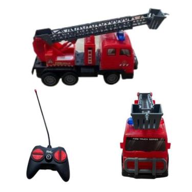 Imagem de Caminhão de Bombeiro RC para Crianças 23cm Vermelho - DDG