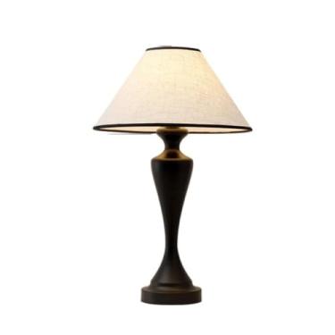 Imagem de Luminária de mesa estilo americano antigo, luminária de cabeceira para quarto, iluminação ambiente para estudo, estilo retrô, luminária de mesa simples e aconchegante (Tipo C, preta)