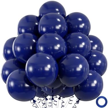 Imagem de 50 balões de látex azul marinho, balões redondos de hélio marinho de 30,5 cm para decorações de pano de fundo de festa de aniversário de formatura de casamento (com fita e colas)