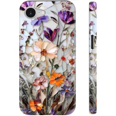Imagem de DEENAKIN Capa fofa para iPhone 16e - compatível com carregamento sem fio - silicone macio de camada dupla + capa dura - design elegante de flores silvestres - capa de telefone chique para mulheres