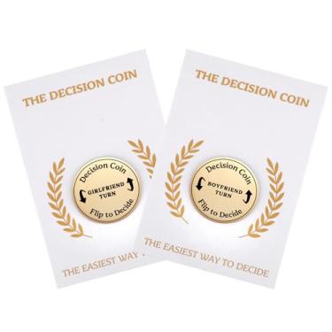 Imagem de Kvekstio Presente de moeda de decisão frente e verso - presentes engraçados para namorado e namorada à noite, moeda dobrável para casal, presente romântico para aniversário, dia dos namorados