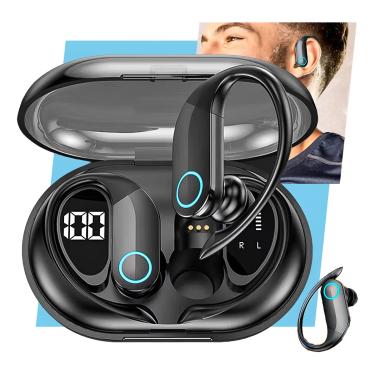 Imagem de Fone de Ouvido Bluetooth Esportivo TWS Preto Clássico Lindo