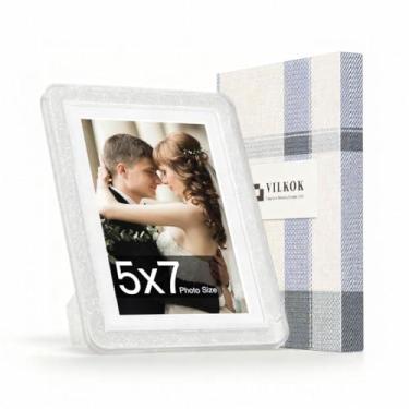 Imagem de vilkok Porta-retrato com tapete de 12 x 18 cm, instalação de 5 segundos sem ferramentas, molduras de design de segurança sem metal, molduras leves vêm em 8 cores para decoração de casa, casamento e