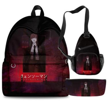 Imagem de Conjunto de mochilas Chainsaws Mans Powers Cartoon Kids School 3 unida
