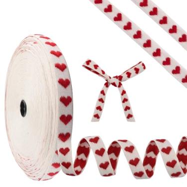 Imagem de HICOHAND Fita de coração vermelho, 1 rolo de fita de algodão costurada de 40 metros para embalagem de presente, artesanato, buquês, presente, embrulho, árvores, decoração festiva, dia dos namorados
