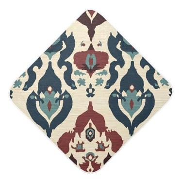 Imagem de Burbuja Toalha de banho de bebê com padrão tradicional - Toalha com capuz de musselina macia e absorvente para recém-nascidos e bebês, 76 x 76 cm