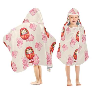 Imagem de Burbuja Bonecas Daruma Bonitas Toalha de Banho com Capuz para Crianças, Toalha de Praia de Pelúcia Absorvente Macia para Chuveiro de Meninas e Meninos 3-10 anos, 61 x 127 cm