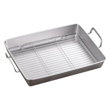 Imagem de Ｂｅｓｇａ Assadeira para peru, assadeira em aço inoxidável, utensílio de cozinha para grelhar, assar, resfriar e preparar churrascos de Natal, Comprimento 41.5 Cm