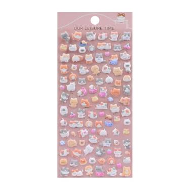 Imagem de Adesivos de bolha, decalques de desenho animado de animais fofos 3D - adesivos decorativos engraçados para laptop | para estojo de lápis para notebook, tablet, copo, bagagem, capa de telefone, diários