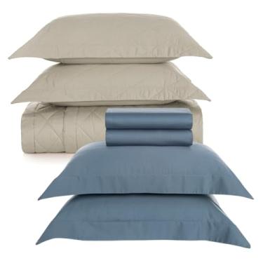 Imagem de Jogo De Colcha E Lençol Queen Karsten Algodão Egípcio, 300 Fios, 7 Pçs (Bossa, Queen)