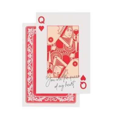 Imagem de Cartão romântico de amor com tema de pôquer – "You're the Queen of My Heart" | Design inspirado em cartas de baralho com envelope | Combina ótimo com presentes de aniversário, aniversário, dia dos