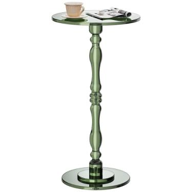 Imagem de solaround Mesa lateral de acrílico, mesa de canto com pedestal de coluna romana clássica para sala de estar, quarto, varanda, fácil montagem (verde, grande)