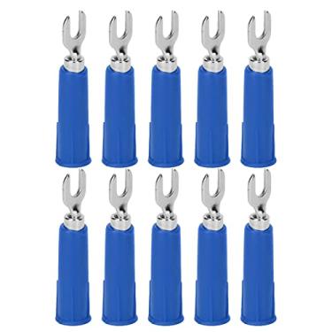 Imagem de Yinhing Adaptador de Plugue Banana de 4 Mm, Terminais de Crimpagem Elétricos Tipo U Com Luva de Isolamento de PVC, para Testes de Multímetro e Aplicações Eletrônicas (BLUE)