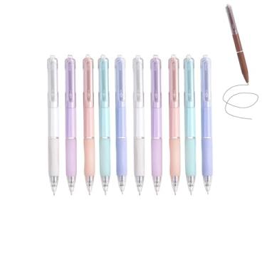 Imagem de GZBABY Canetas de gel de ponta fina, 10 peças, caneta esferográfica retrátil com aderência macia, tinta preta de 0,5 mm, secagem rápida (levemente doce)