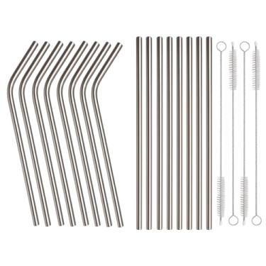Imagem de 40 Canudos De Aço Inox Reutilizáveis Com 10 Escovas Kit Sustentável Para Uso E Revenda