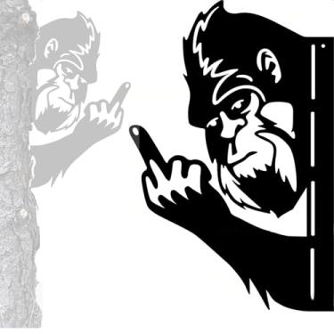 Imagem de Tiinasol Peaking a Boo Flipping Off Bigfoot Animal Metal Sign Art Ornament, animais espiando ao redor placa de metal, Rnament espiando em torno do jardim, adequado para decorar ornamentos de jardins