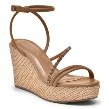 Imagem de Sandália Via Marte Anabela com Strass Salto Rattan Feminino 191-007-Feminino