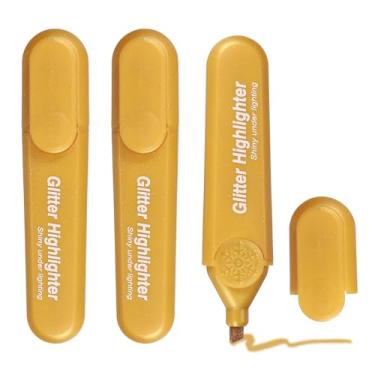Imagem de PATIKIL Marcador com glitter, pacote com 3 canetas marcadoras de ponta larga à base de água fofas marcadores de texto em tons pastel, materiais de estudo para uso diário, escritório, casa, amarelo