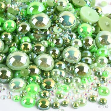 Imagem de 500 peças ABS pérolas semi-redondas e resina flatback strass tamanhos variados kit sortido para fazer joias DIY, arte de unhas, decoração de artesanato (cor 26)
