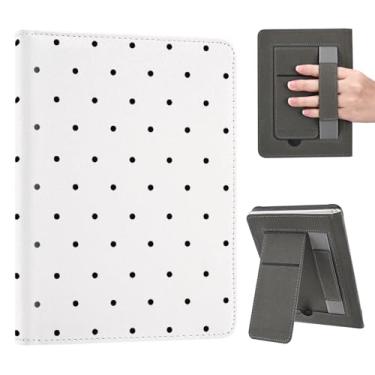 Imagem de AdorableWhimsy Capa para Kindle Paperwhite 12ª Geração 7 Polegadas Versão 2024 Bonito Design Estético de Bolinhas Capa Folio com Suporte e Alça de Mão Capa Protetora de Couro PU Auto Sleep/Wake para