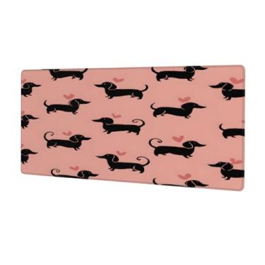 Imagem de Tapete de rato grande rosa arte cão impermeável computador protetor de mesa tapete antiderrapante base de borracha tapete para escritório, computador, teclado, laptop e mesa de casa, tapete de rato