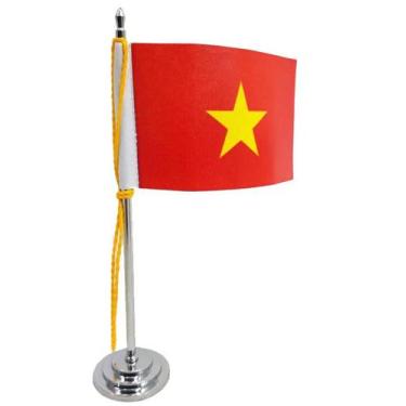 Imagem de Mini Bandeira de Mesa Vietnâ 15 cm Poliéster - SP Bandeiras 