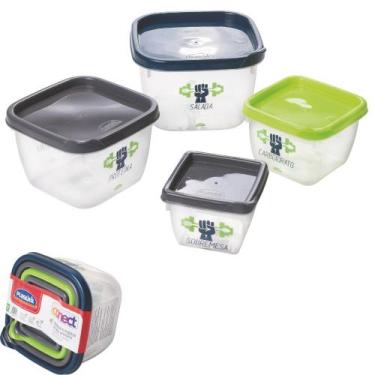 Imagem de Conjunto de potes Conect fitness 4 peças azul Plasutil ref. 16045