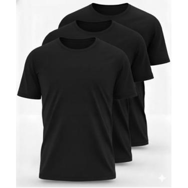 Imagem de Kit 3 Camisetas Preta Masculina Lisa Básica 100% Algodão - Betinis, Pr