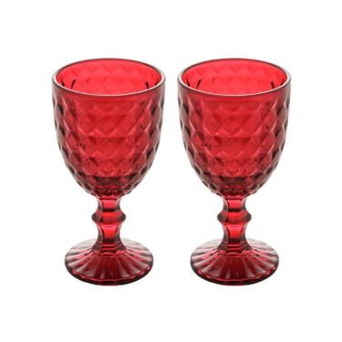 Imagem de Jogo 2 Taça De Vidro água Suco Roman Vermelho Wollf 345ml