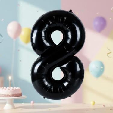 Imagem de 1 peça, balões digitais pretos de 81 cm, decoração de festa de aniversário, globos e artigos de festa de aniversário, adereço para fotos, configuração de decoração de cena de aniversário de
