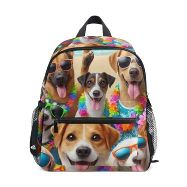 Imagem de GAIGEO Cute Puppy Dogs Beach Small School Backpack, 10x4x12 In, Kindergarten Backpack for Girls Includes Water Bottle Pockets, Whistle Clip for Safety