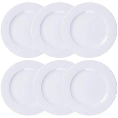 Imagem de Conjunto 6 Pratos Rasos Porcelana 27cm Tramontina Branco Vibrare Aba L