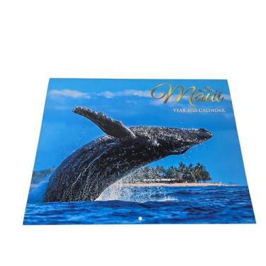 Imagem de Calendário de parede havaiano de doze meses 2026, 21,6 cm x 28 cm | Destaques da ilha e beleza natural, bilíngue (havaiano e inglês), feriados e fases da lua (ilha Maui the Valley)