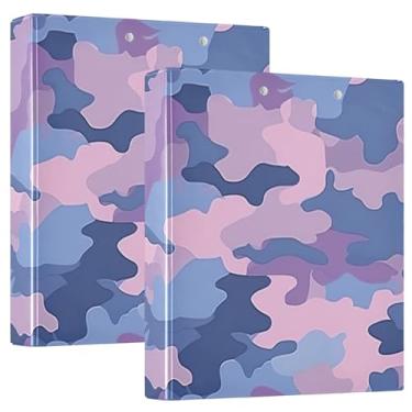 Imagem de Fichários camuflados pastel com 3 anéis, fichário espaçoso de 3 cm com 3 bolsos internos, ideal para escritório, escola, casa