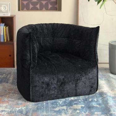 Imagem de N&V Sofá de relaxamento profundo Brigantin de meados do século, chenille premium macio, para sala de estar, quarto e escritório (preto, individual)