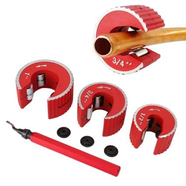 Imagem de Jiawu Conjunto de Cortadores de Tubos de Cobre 3 PCs para Espaços Apertados, Inclui 1/2 Pol, 3/4 Pol e 1 Em Cortadores, Ferramenta de Debutro, Rodas de Corte de Reposição