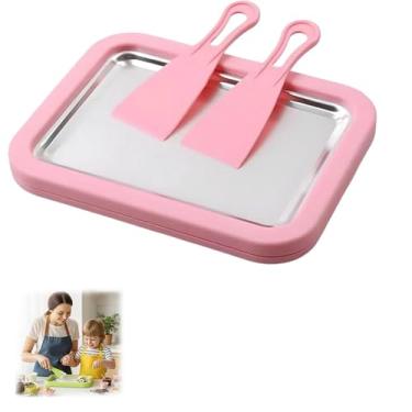 Imagem de Myfroroll Ice Cream, Rolled Ice Cream Maker Kit, 2026 New At-Home Stainless Steel Instant Freeze Plate with 2 Scrapers, Perfect for Family Fun, Easy Homemade Desserts. (B)