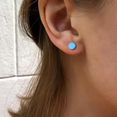 Imagem de 1 par de brincos de aço inoxidável para homens e mulheres, alargadores de orelha com costas planas, túnel, calibre falso, 18G, cores diferentes, 6, Aço inoxidável, Sem pedra preciosa