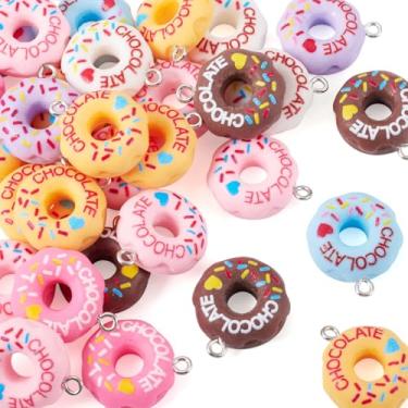 Imagem de Spritewelry Pingentes de sobremesa 3D de resina adorável xícara de bolo donut biscoitos pão macaron pingentes de sobremesa para artesanato faça você mesmo chaveiros pulseiras, colar de joias