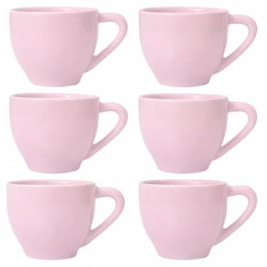 Imagem de Jogo de Xicaras para Café 70ml Porcelana Branca(6 Xícaras Rosa)