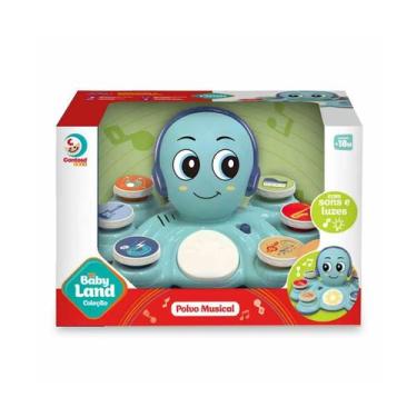 Imagem de Brinquedo Educativo Polvo Musical Com 6 Botões Azul - Cardoso - Cardos