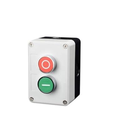 Imagem de CYSUE Novo botão de metal XB2 caixa de controle Start Stop Símbolo de identificação industrial auto reset interruptor de parada circular de emergência (2 furos-03)