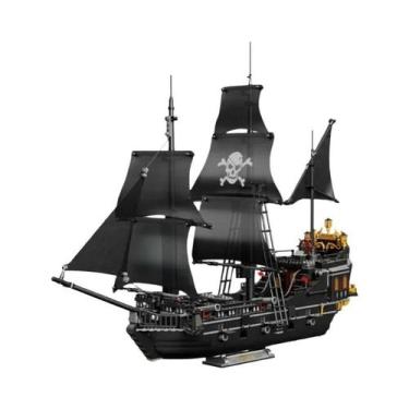 Imagem de Modelo De Barco Fantasma Pirata Preto, Blocos De Montar, Decoração De 